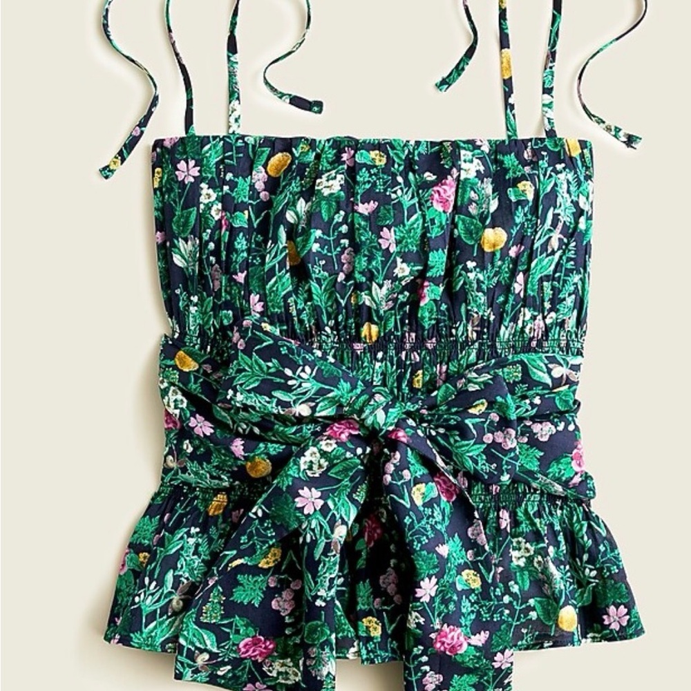 Tie-front cotton voile camisole in winter garden floral  set